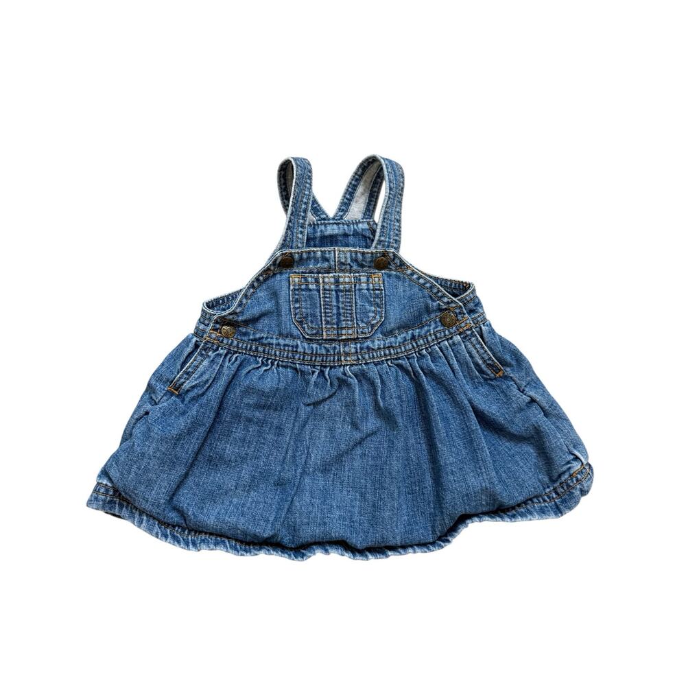 The Children's Place 3-6 Months Denim Overalls Dress Boho Blue Front Pocket